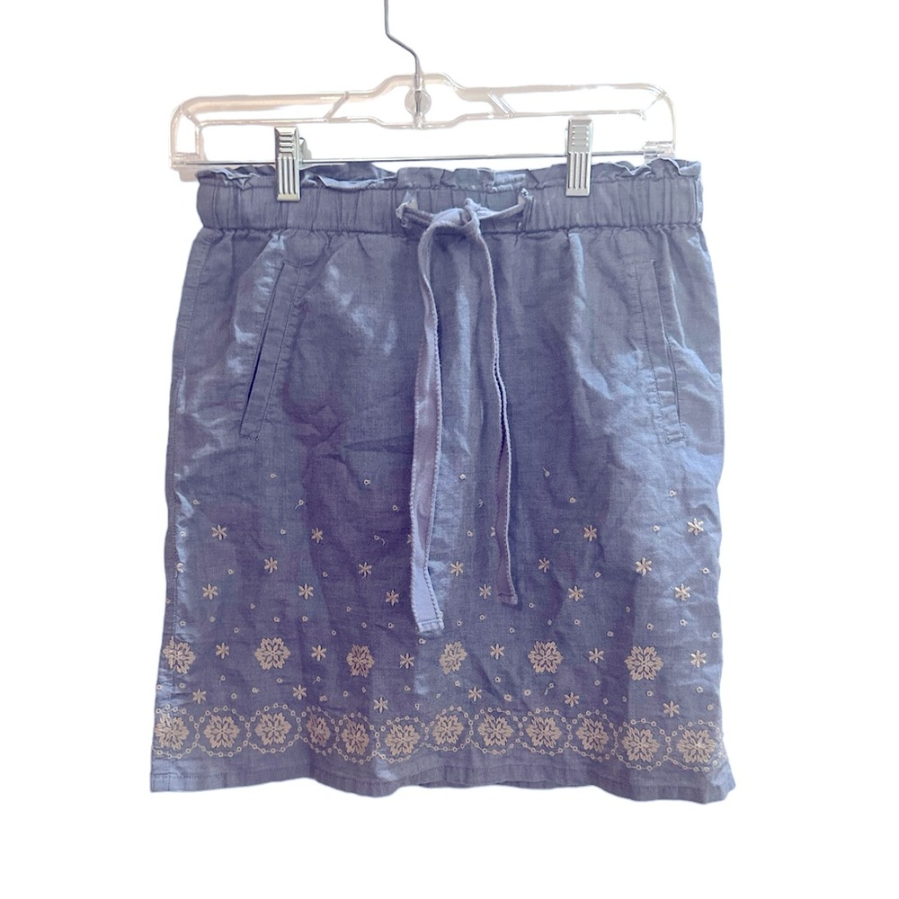 Loft Drawstring Embroidered Elastic Waist Skirt